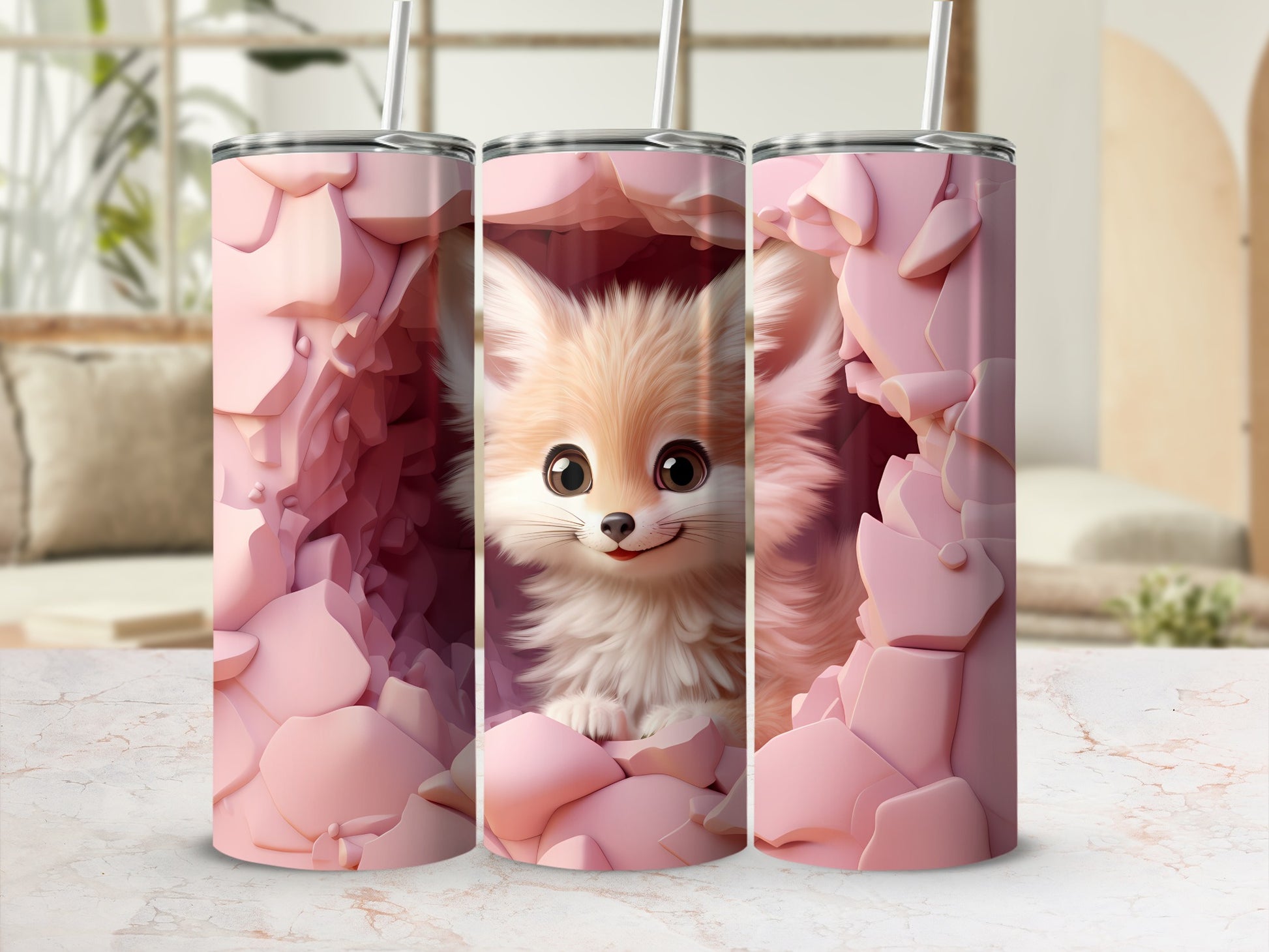 Cute Fox Design Tumbler for Beverage Enthusiasts