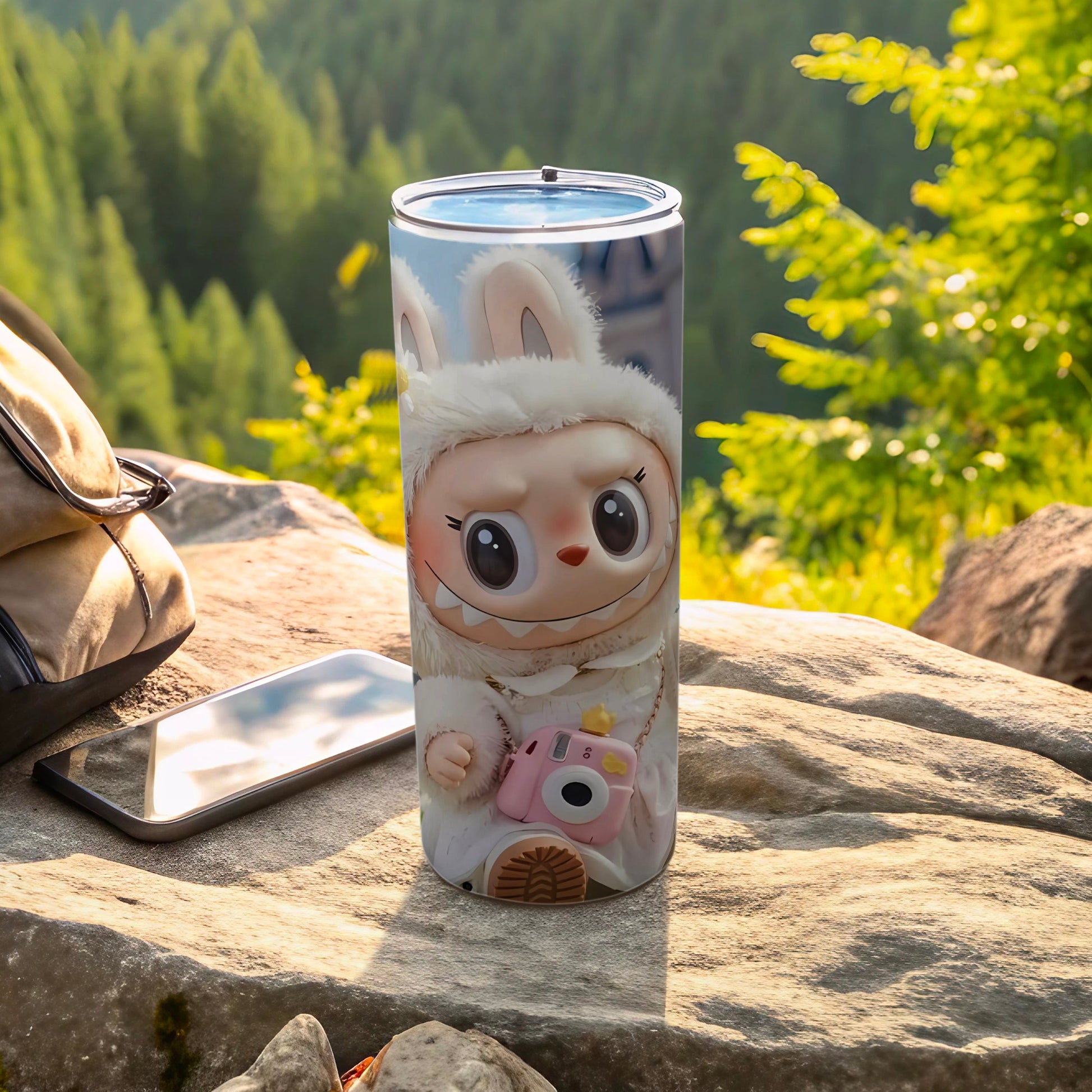 Cute Bunny Cartoon Design Tumbler with Camera  Tumbler