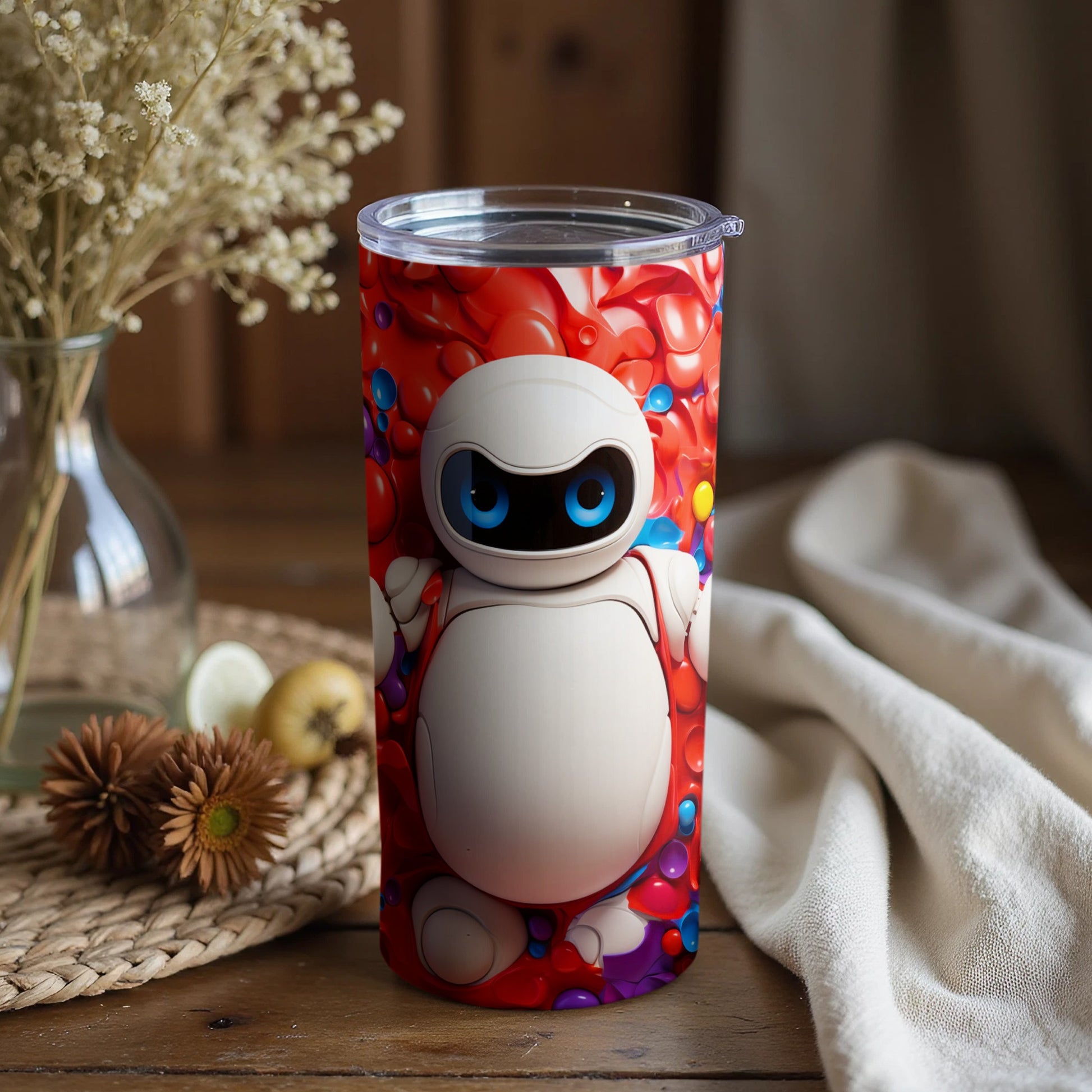 Adorable Robot Design Insulated Drink Tumbler