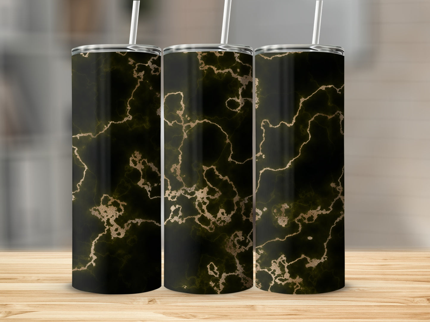 Dark Swirls with Golden Veins Unique Design Tumblers