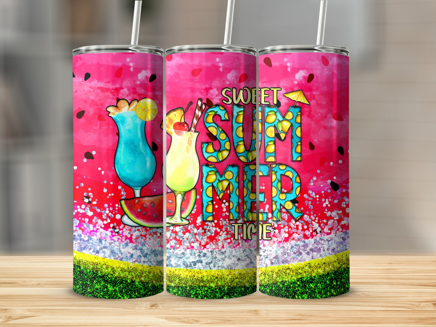 Sweet Summertime Colorful Drink Design Tumbler