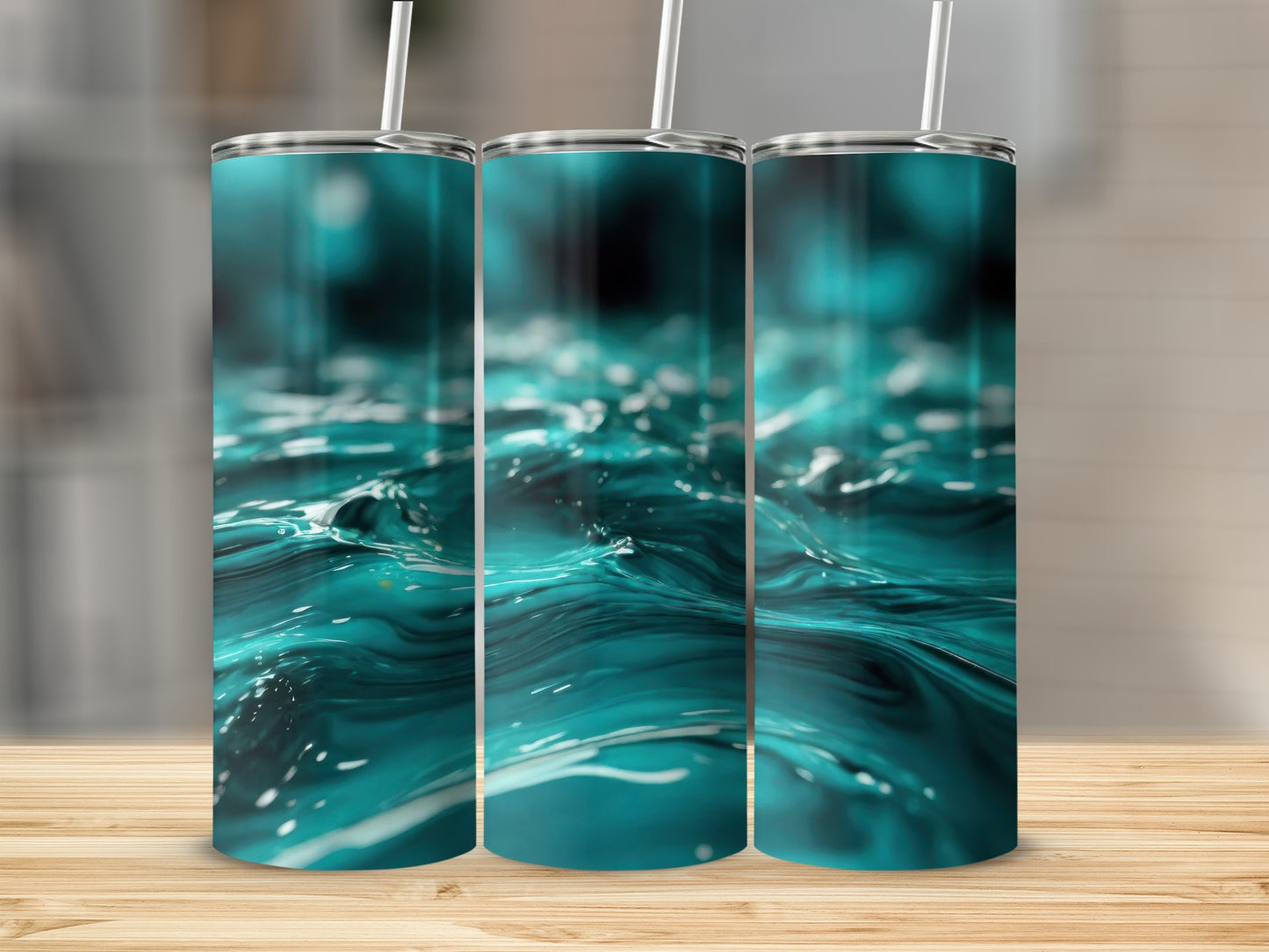 Deep Teal Abstract Liquid Flow Tumbler product type
