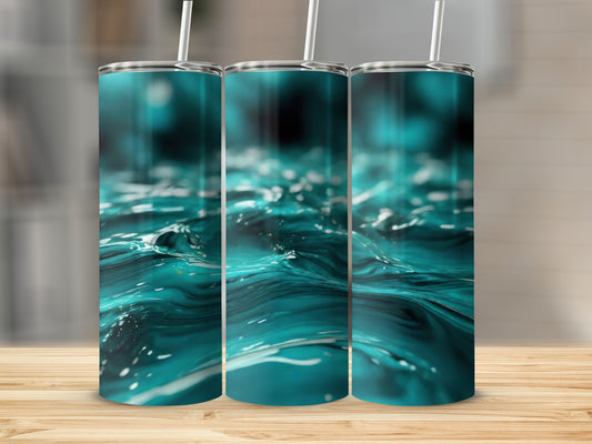 Deep Teal Abstract Liquid Flow Tumbler product type