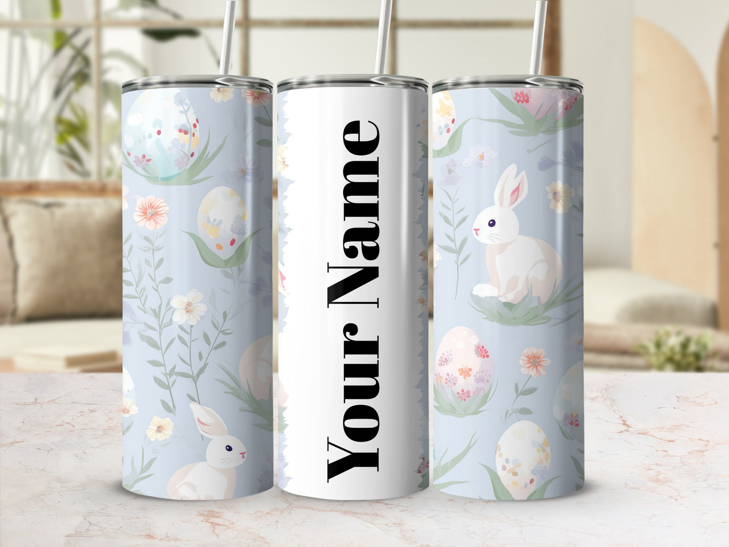 Personalized Easter Bunny and Eggs Tumbler with Name