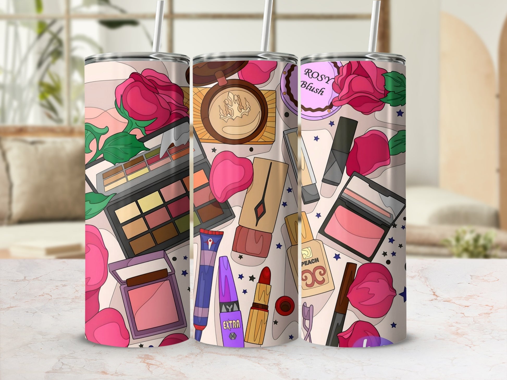 Trendy Cosmetic and Makeup Art Design Tumbler
