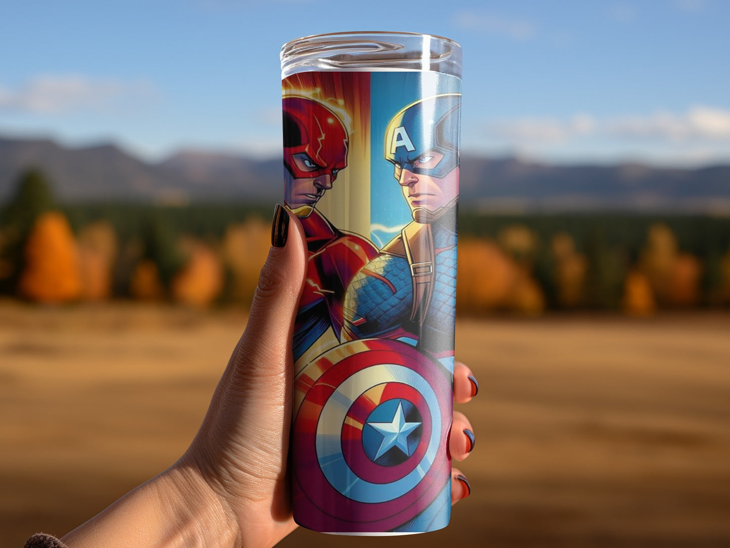 Flash Versus Captain America Heroes Clash Art Tumblers