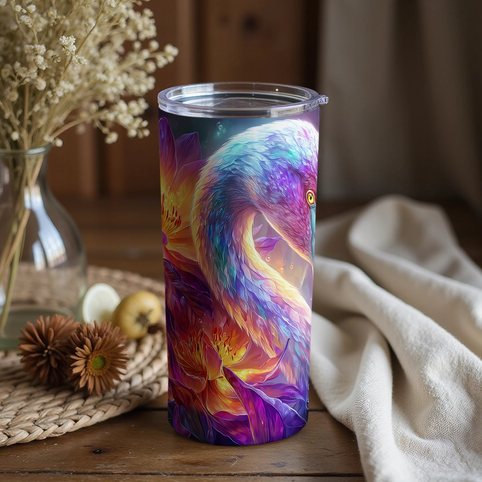 Beautifully Designed Colorful Floral Swan Tumbler