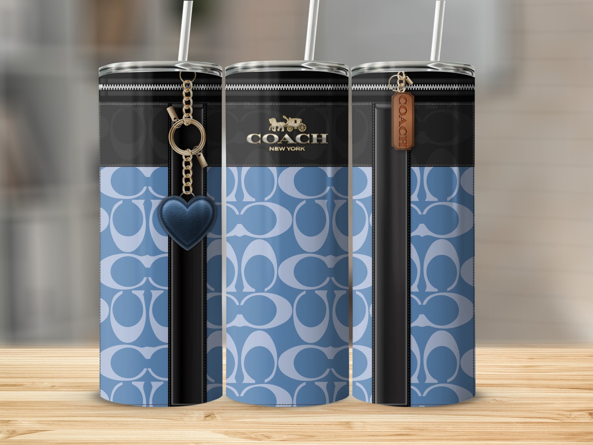 Stylish Blue and Black Designer Tumblers with Charms