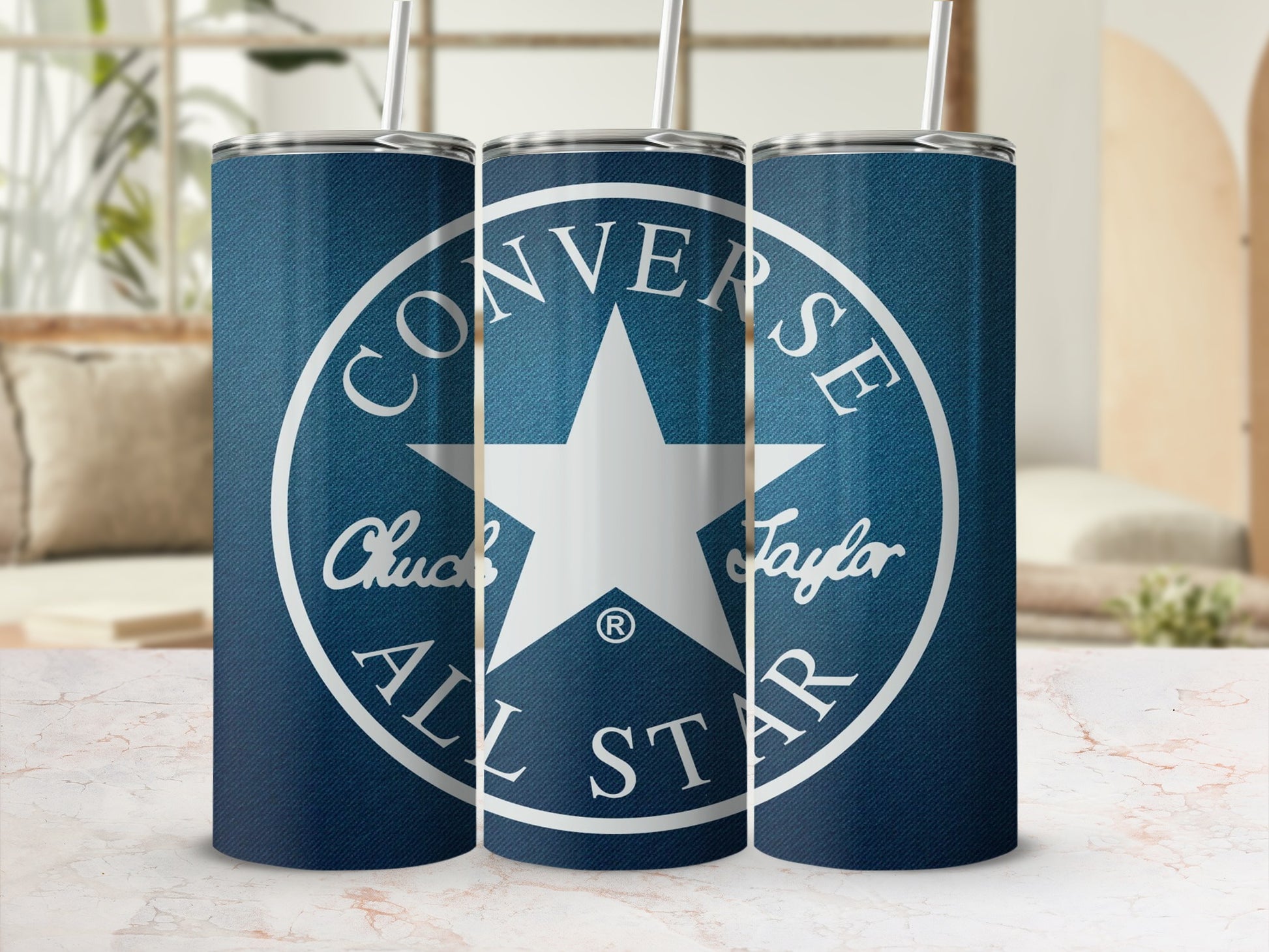 Converse All Star Blue Personalized Tumbler