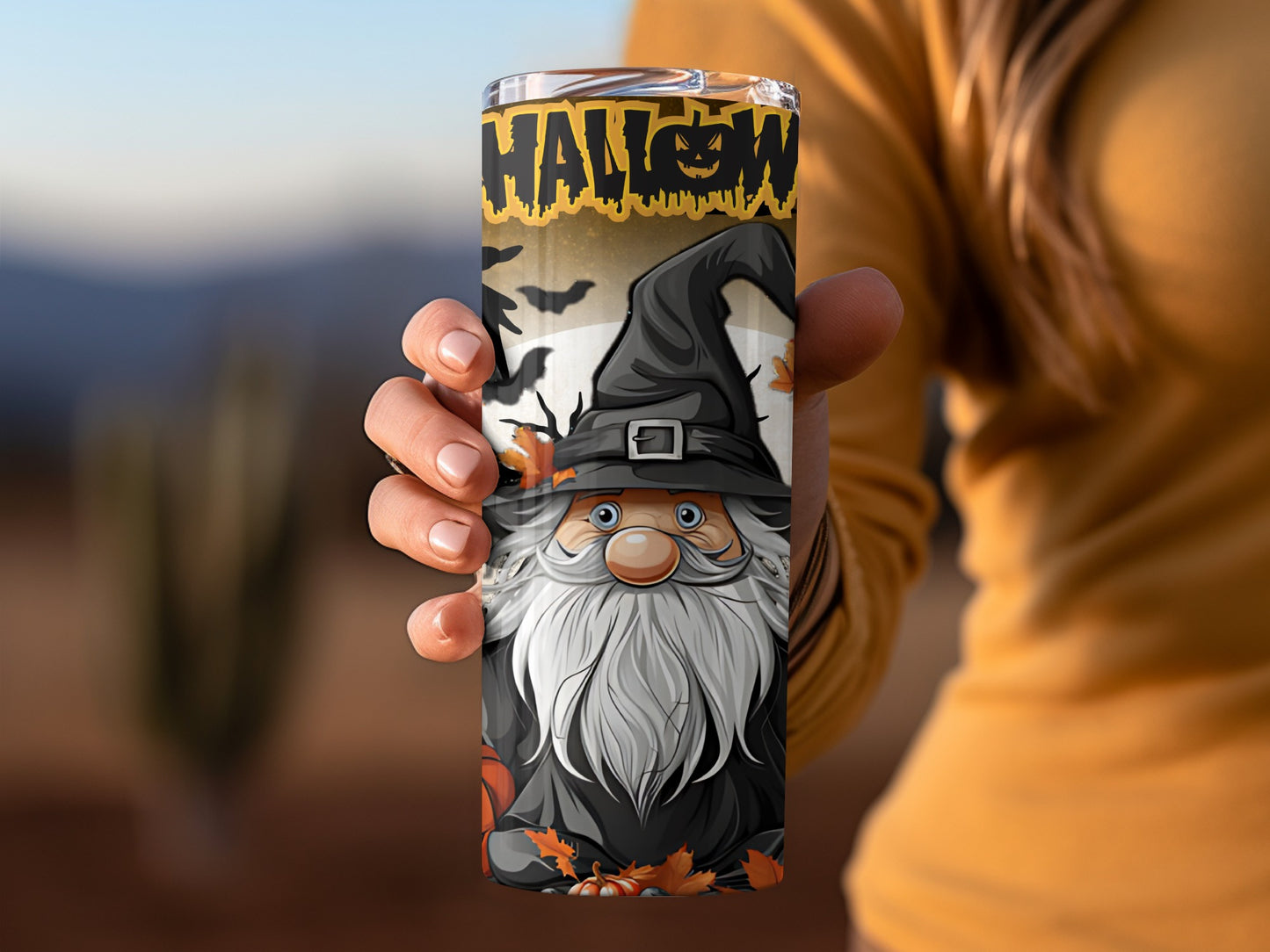 Halloween Witch Tumbler with Cartoon Design
