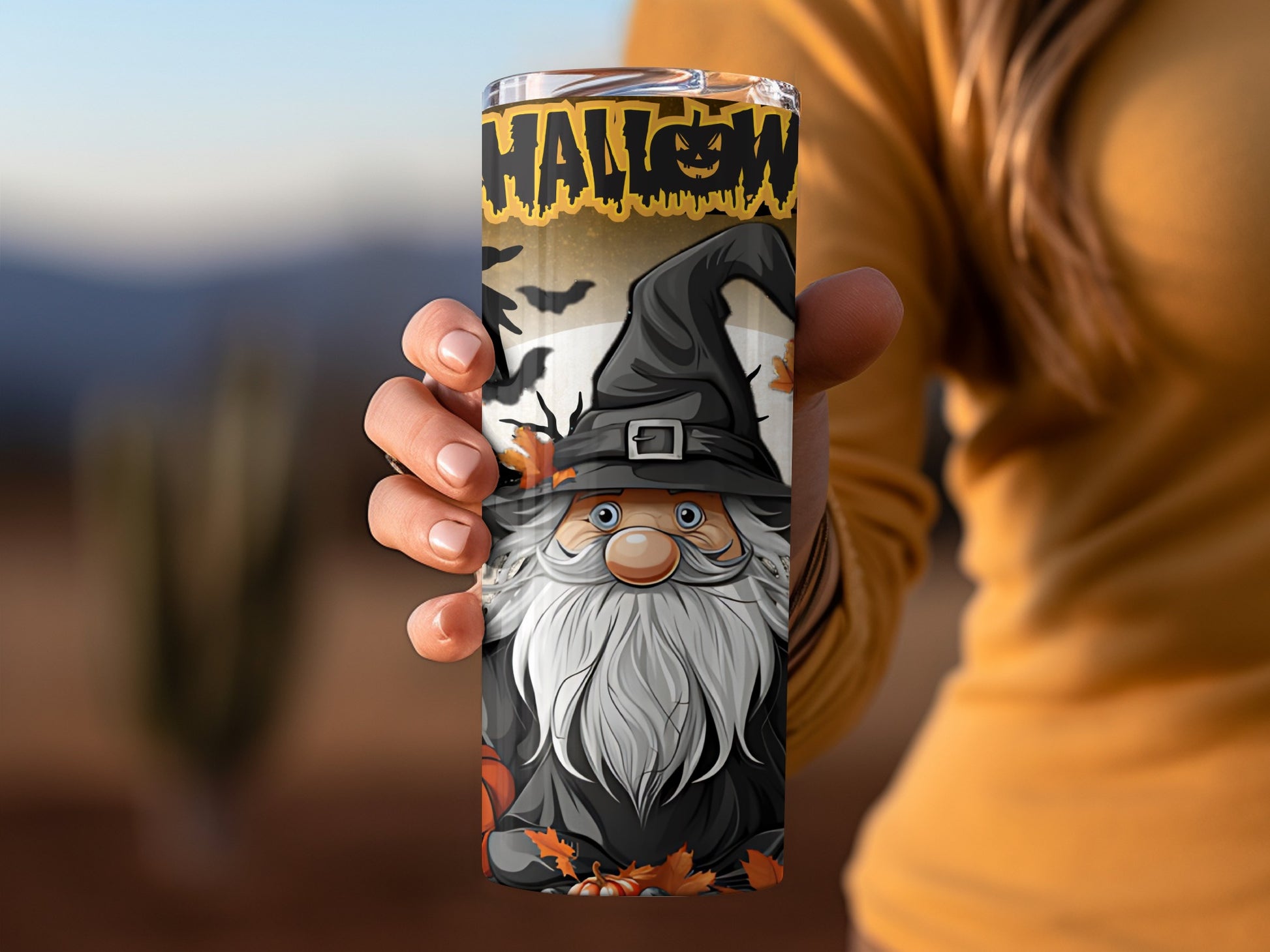 Halloween Witch Tumbler with Cartoon Design