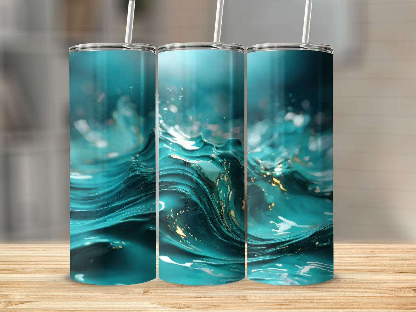 Aqua Waves Golden Splashes Liquid Art Dynamic Design product type