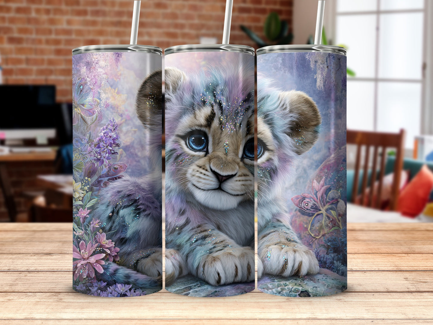 Colorful Cute Baby Tiger Print Travel Mug Product