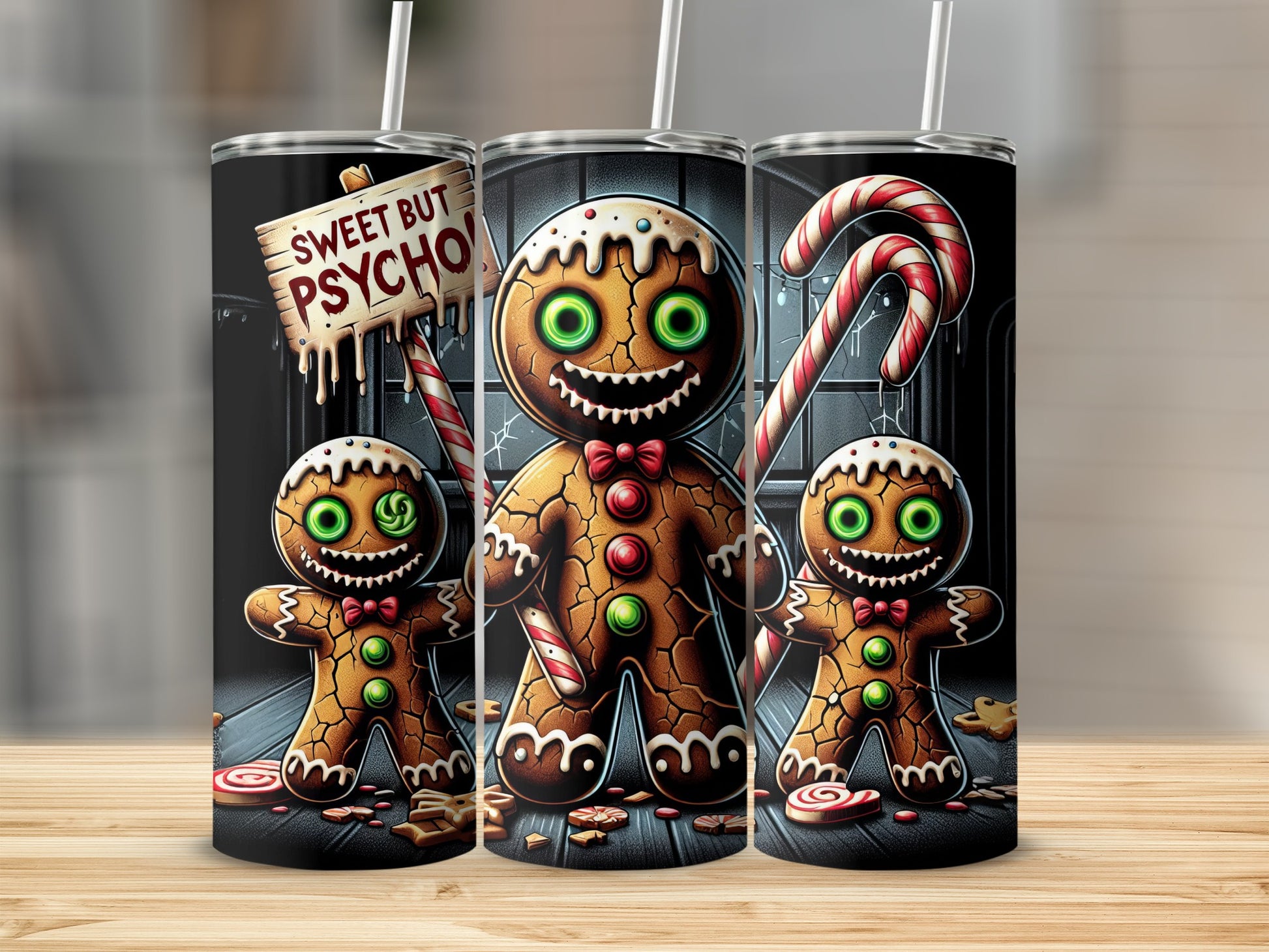 Sweet But Psycho Gingerbread Themed Tumbler