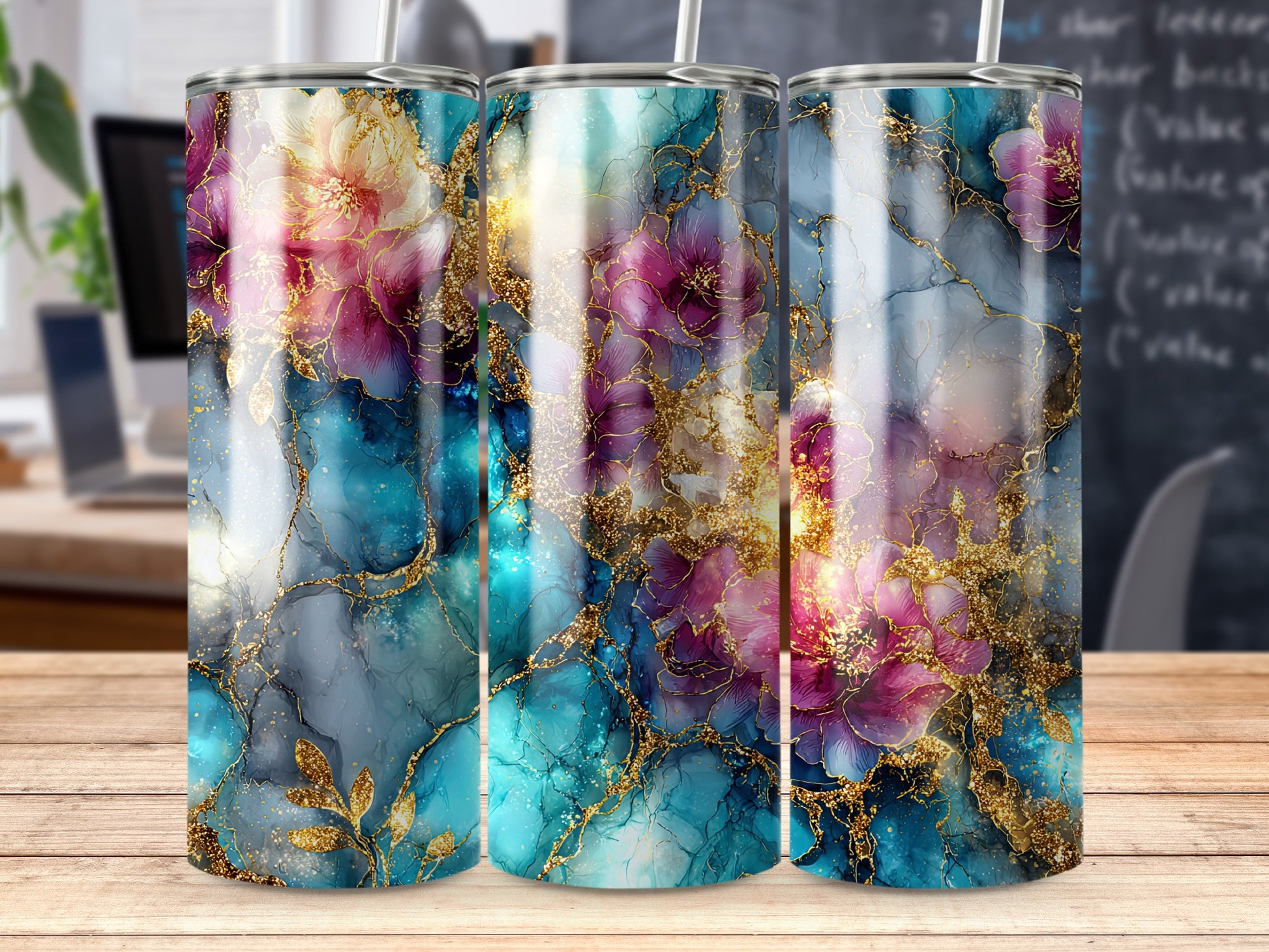 Elegant Floral Design Tumbler for Daily Use