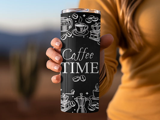 Coffee Time Themed Insulated Tumbler for Hot Beverages