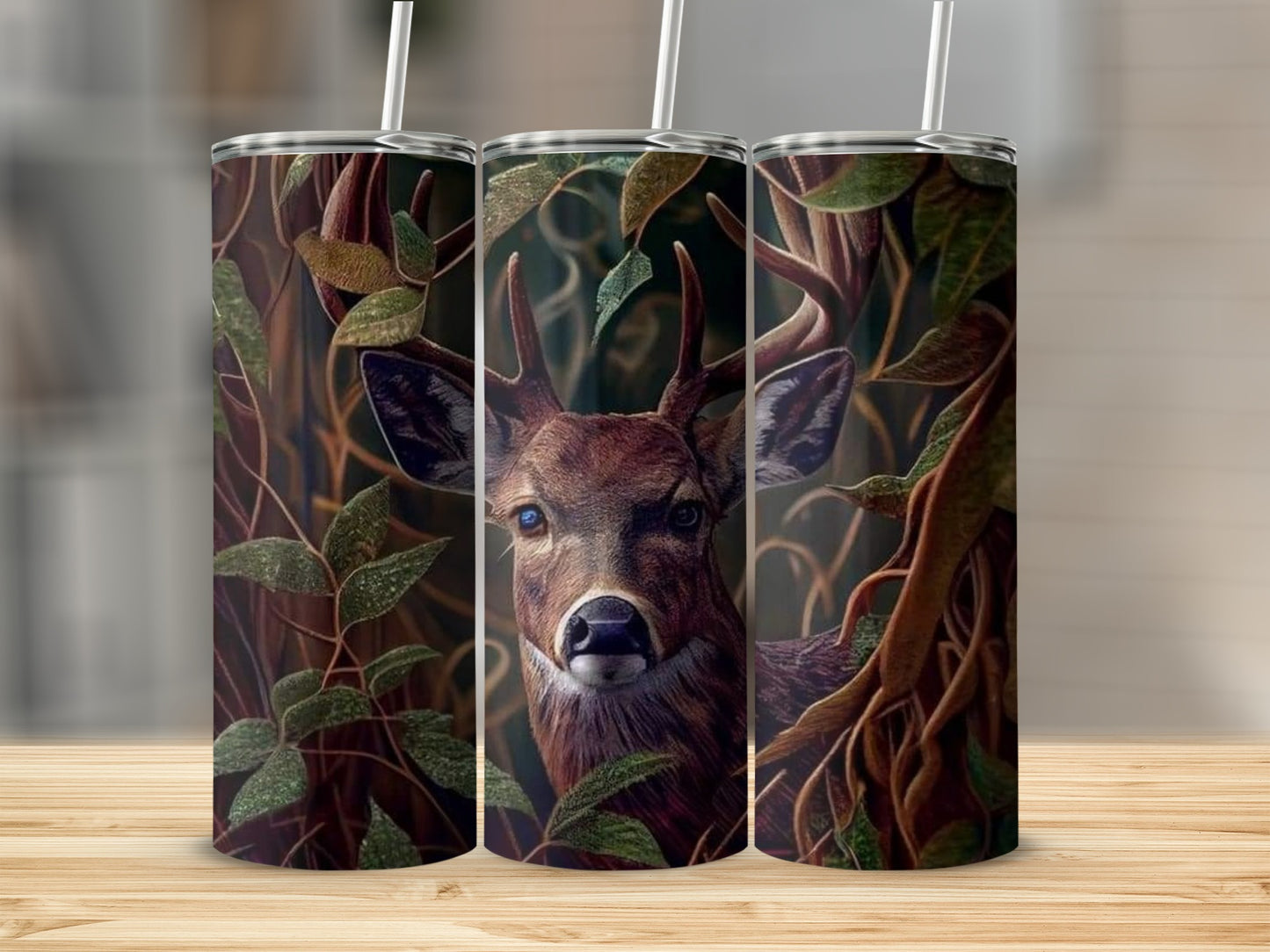 Deer in the Forest Rustic Nature Artwork Tumbler