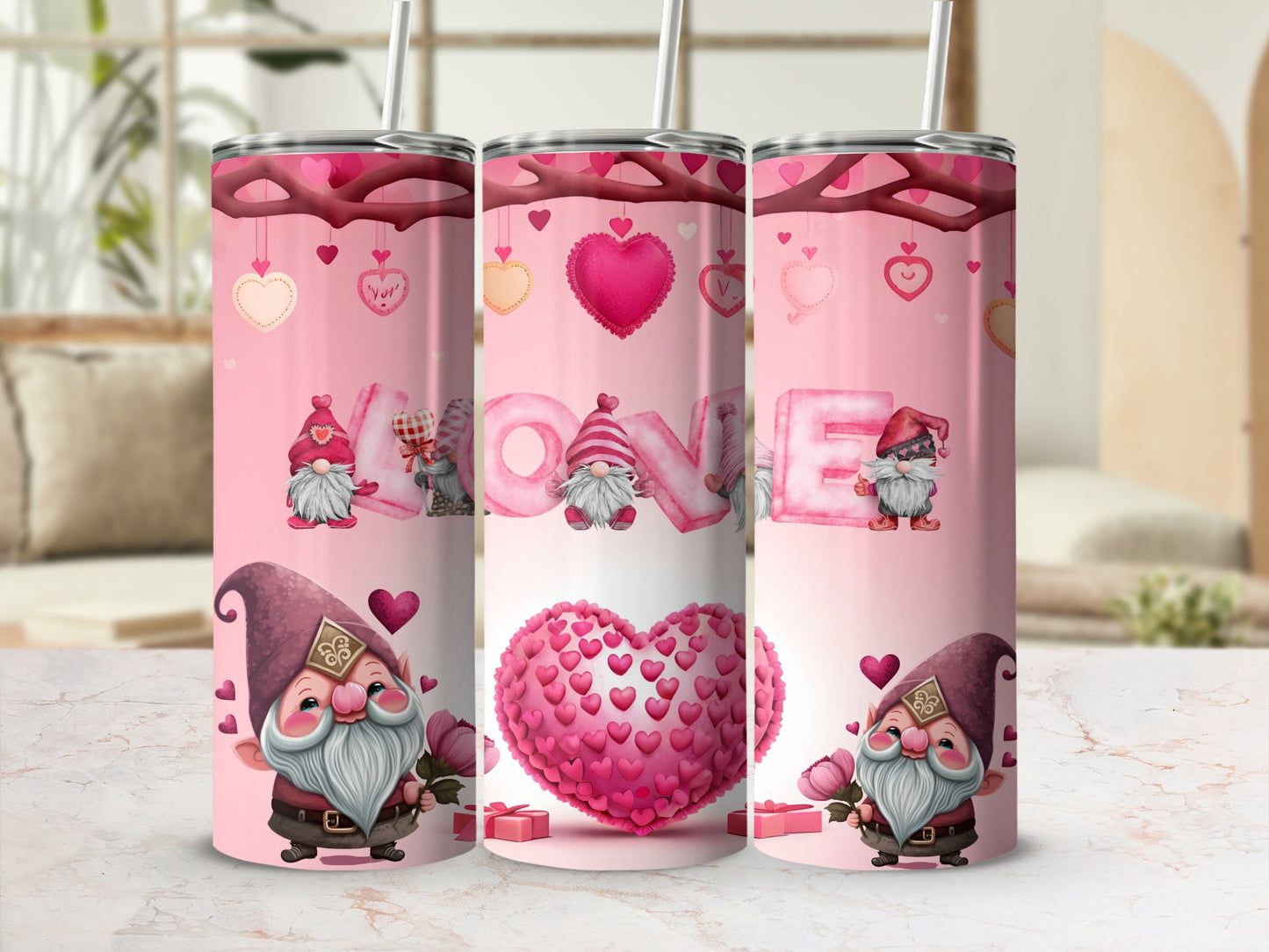 Valentine's Day Gnome Love Tumbler