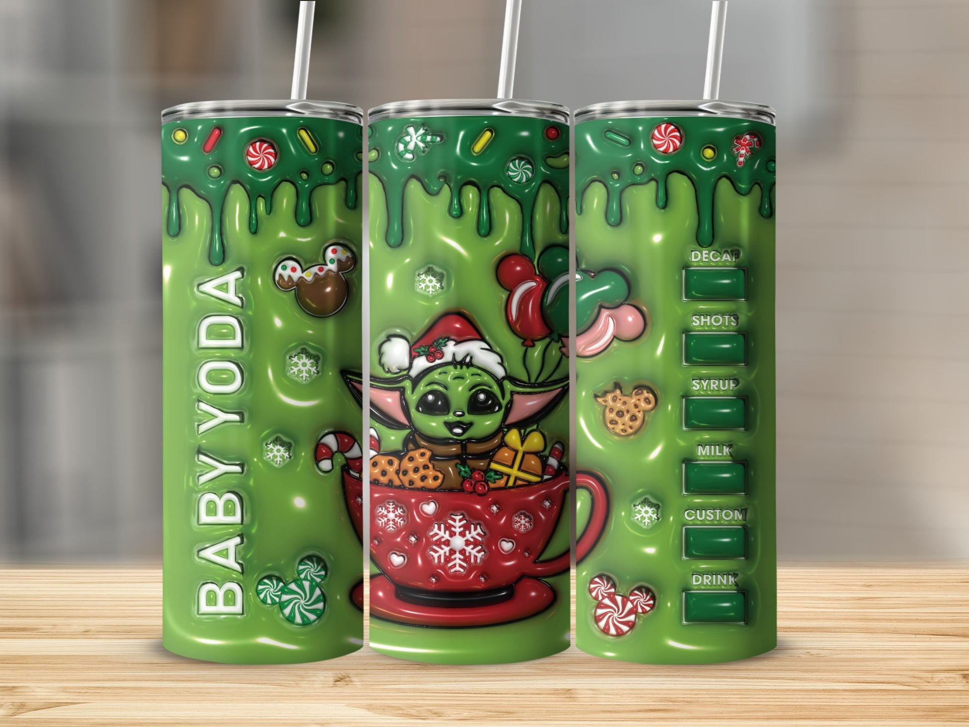 Baby Yoda Christmas Holiday Design Tumbler Cup