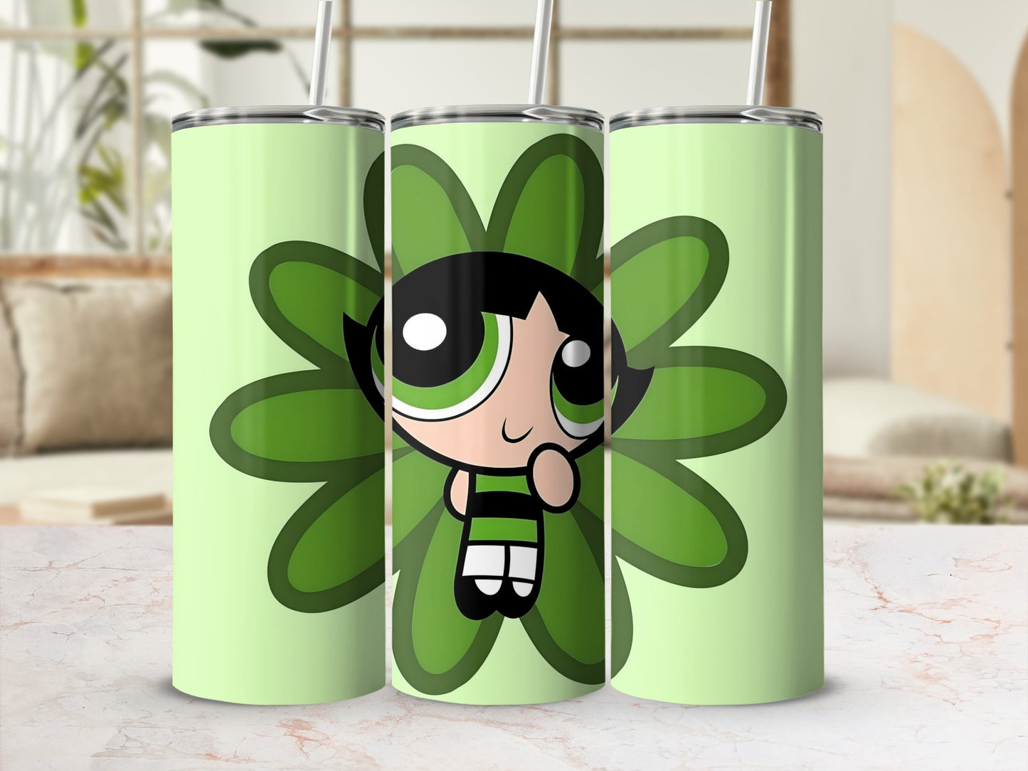 Cute Cartoon Character Green Stainless Steel Tumbler