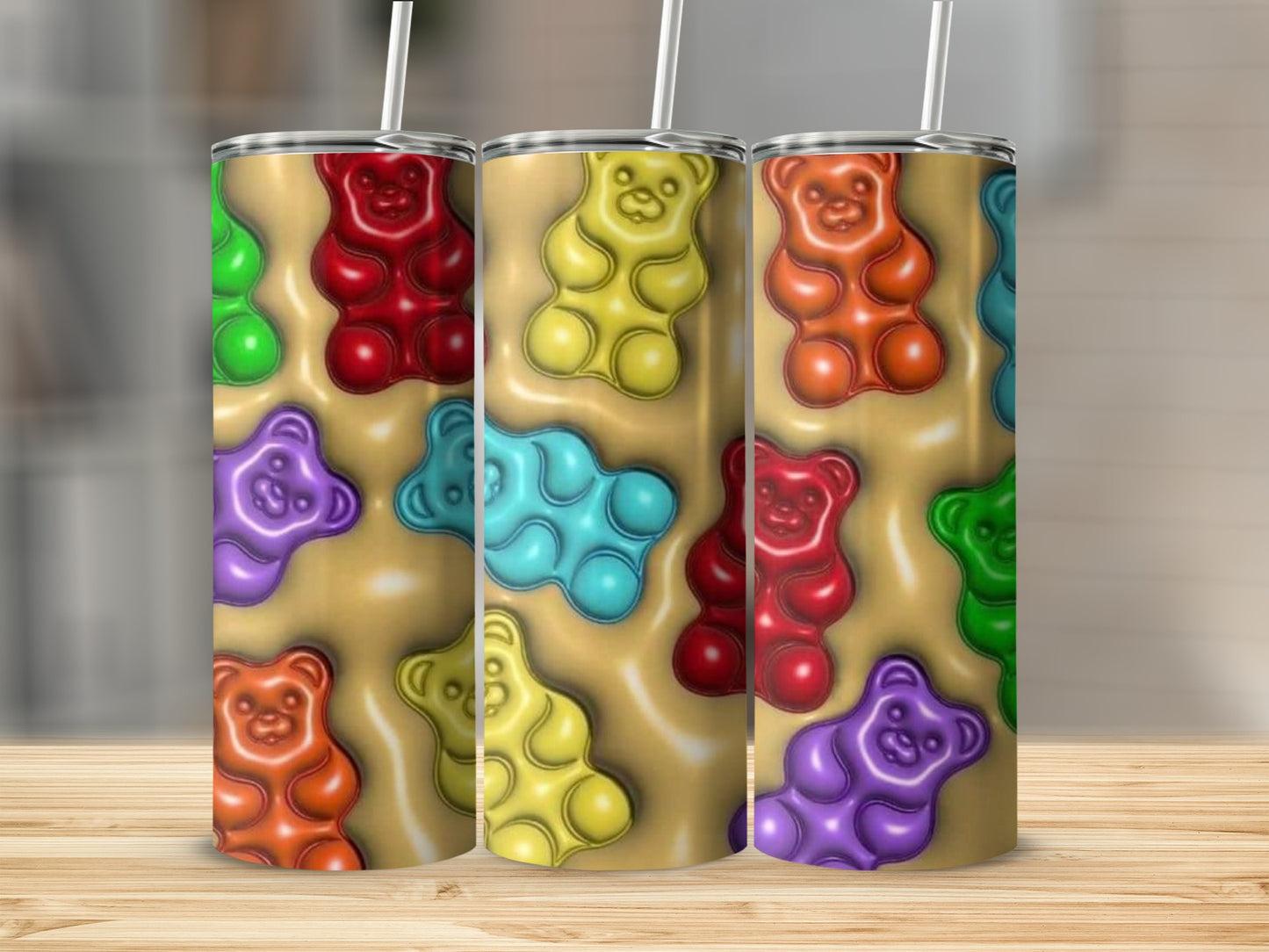Colorful Gummy Bear Patterned Tumbler Product