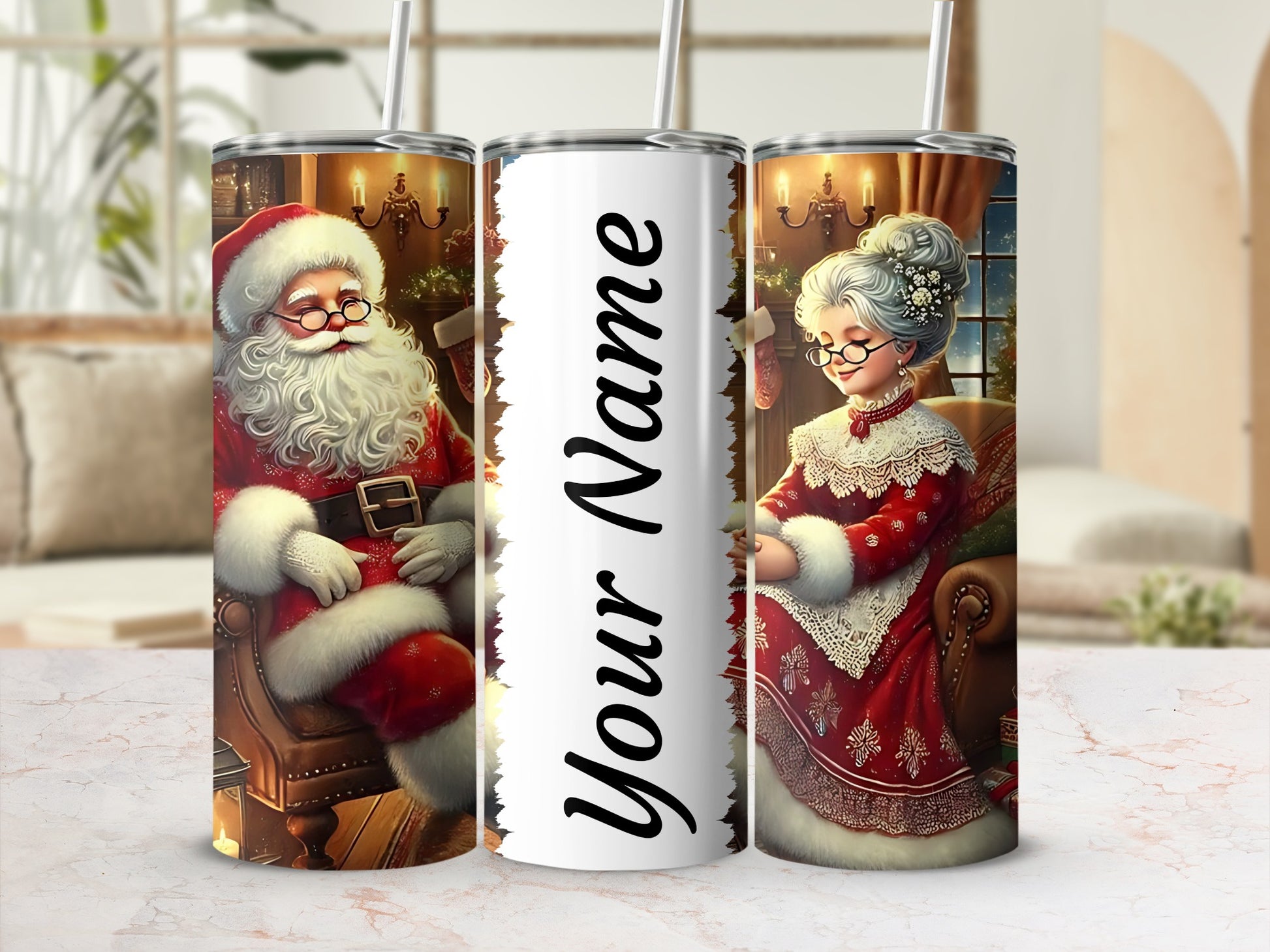 Personalized Santa and Mrs Claus Tumbler Christmas Gift
