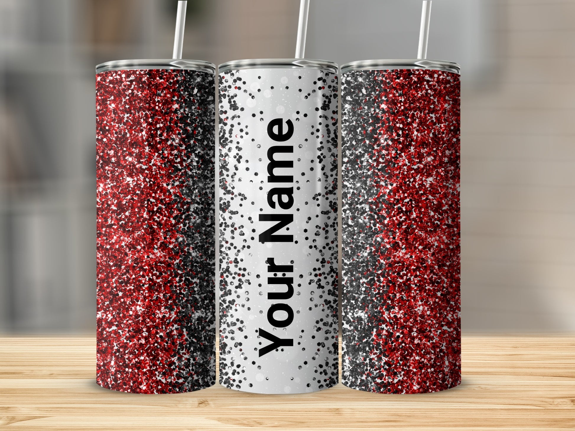 Custom Glitter Tumbler with Personalization Option