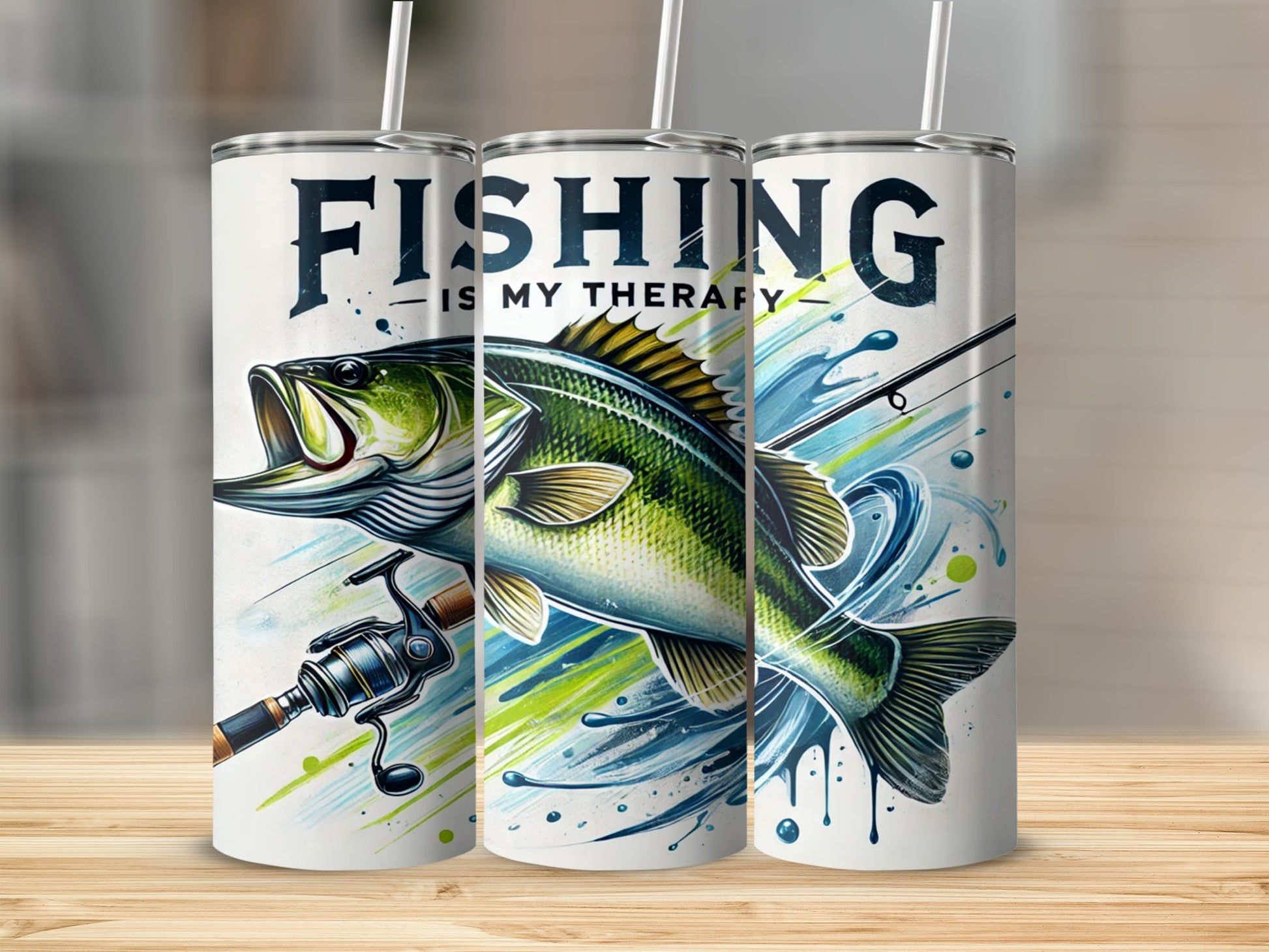 Fishing Is My Therapy Tumbler Travel Mug