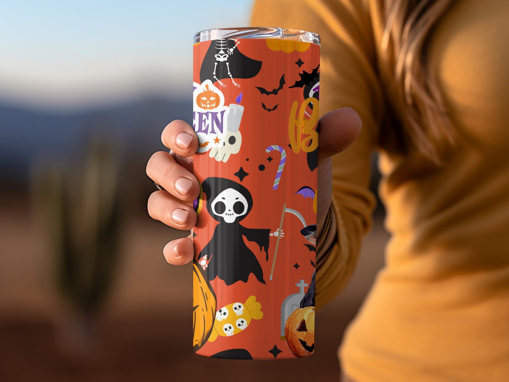 Halloween Themed Spooky Ghosts Pattern Tumbler