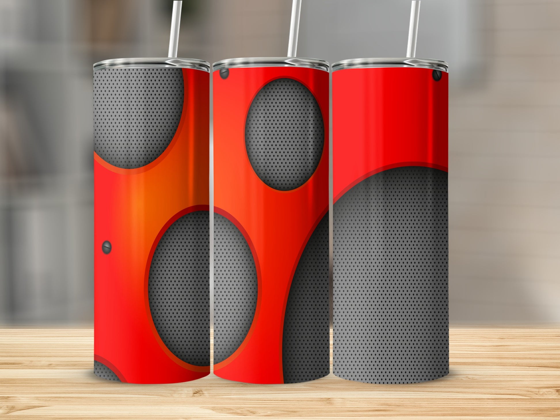 Red Orange Gradient Perforated Circles Tumbler product type