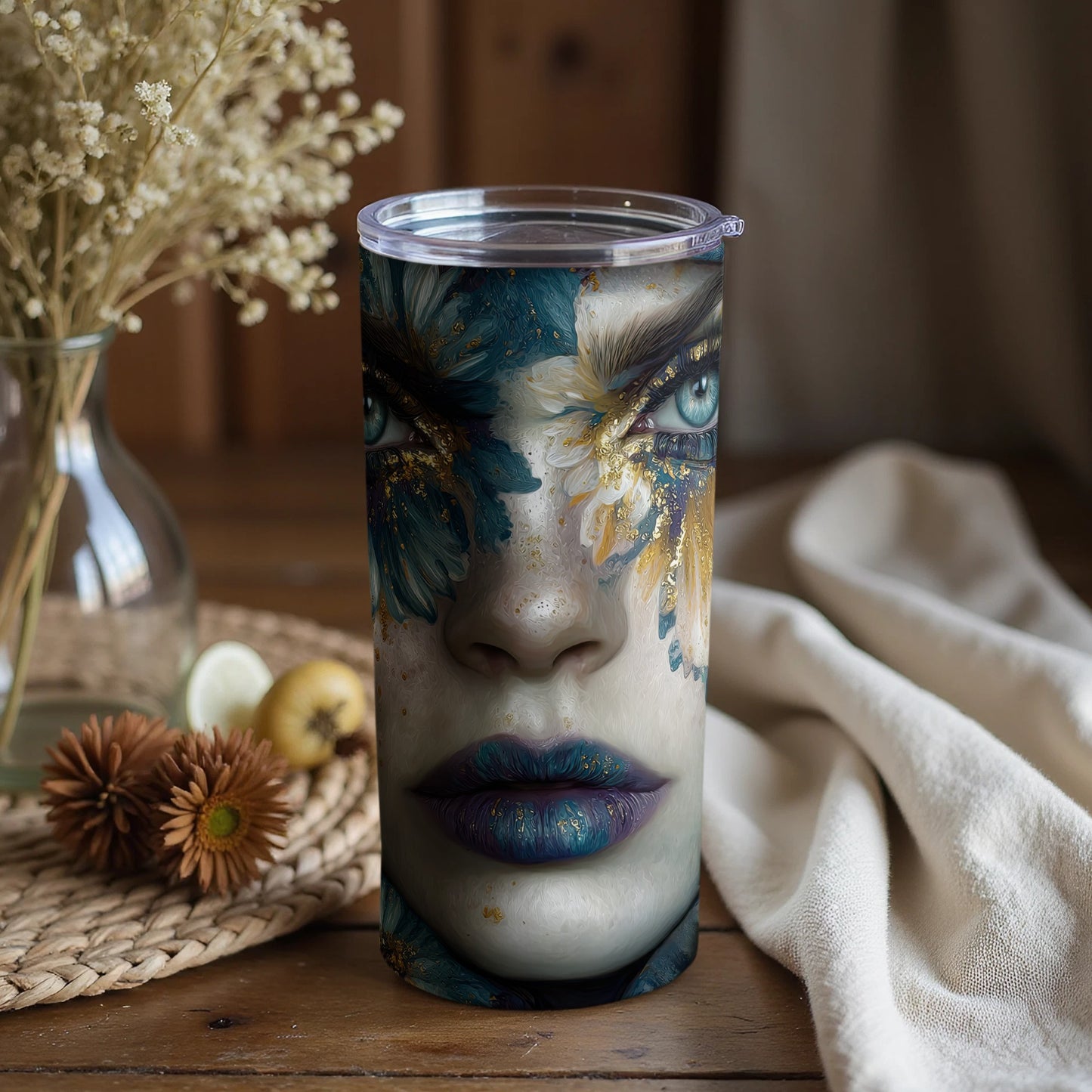 Artistic Face Design Insulated Stainless Steel Tumbler
