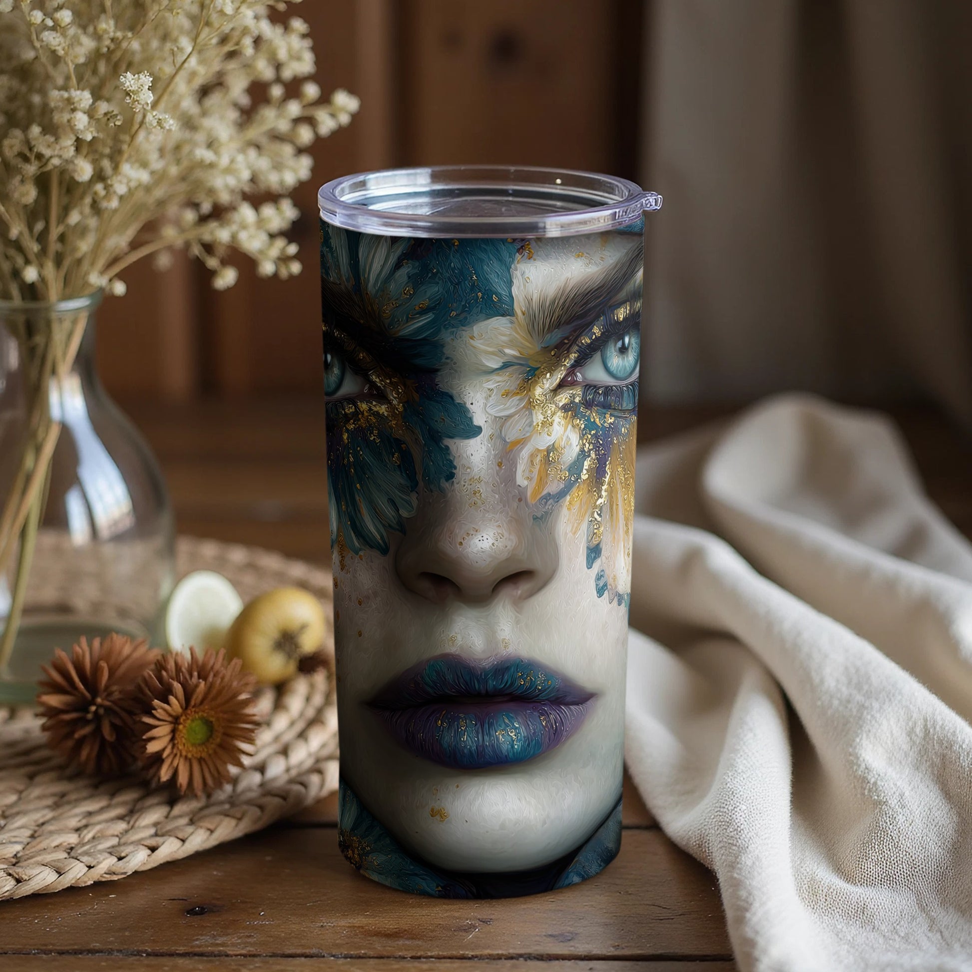 Artistic Face Design Insulated Stainless Steel Tumbler