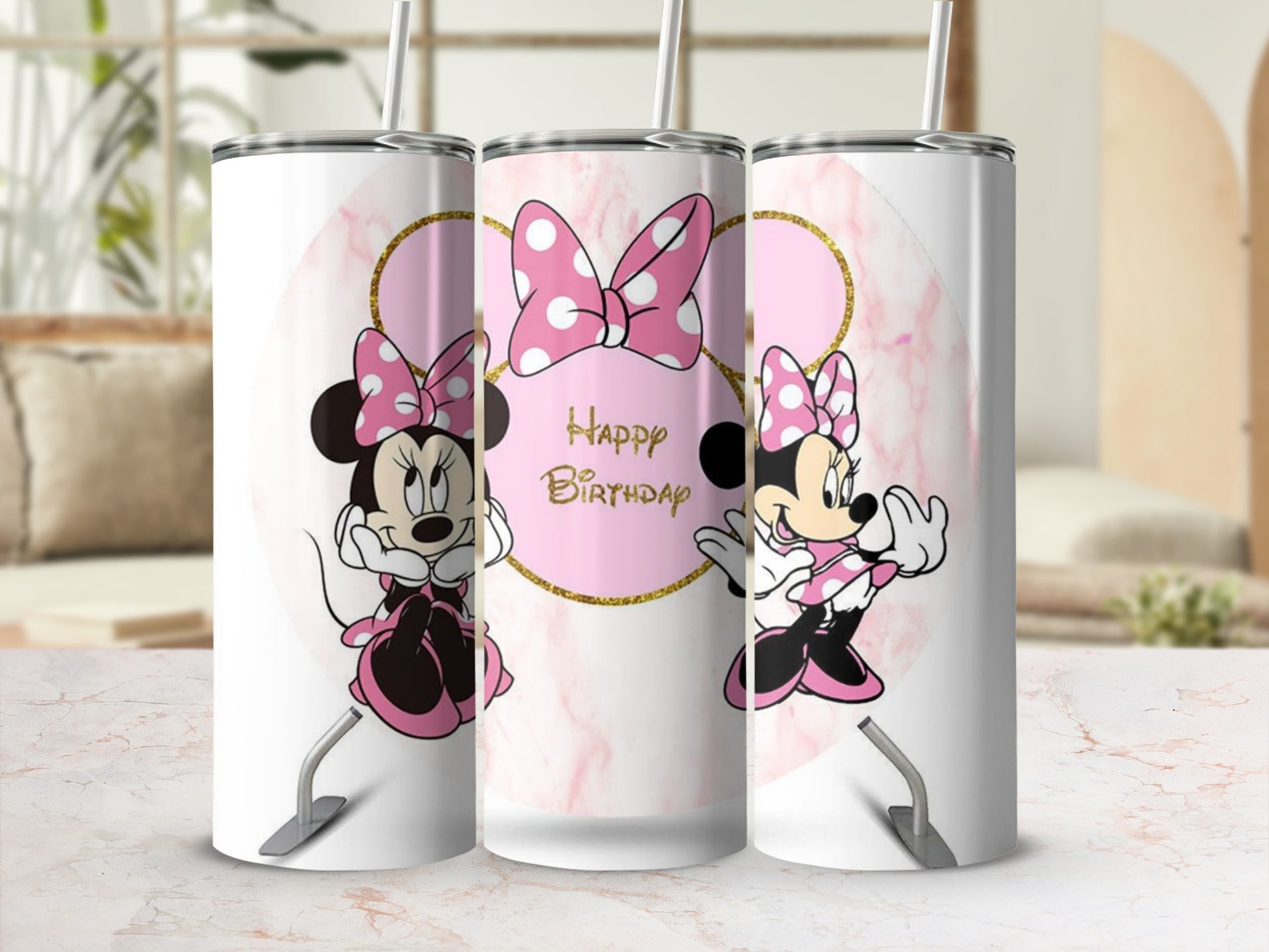 Happy Birthday Pink Bow Tumbler Birthday Gift