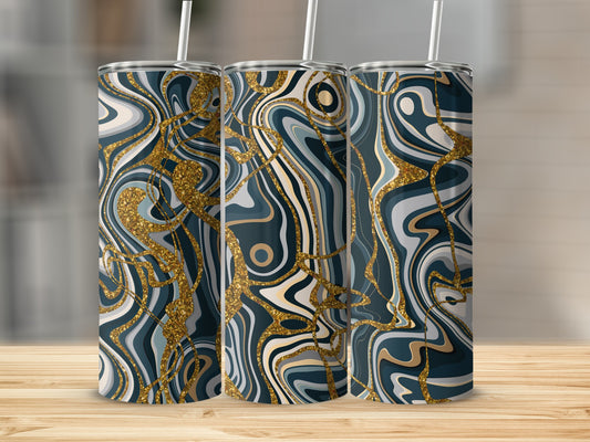 Abstract Swirls With Gold Lines Art Design Tumblers
