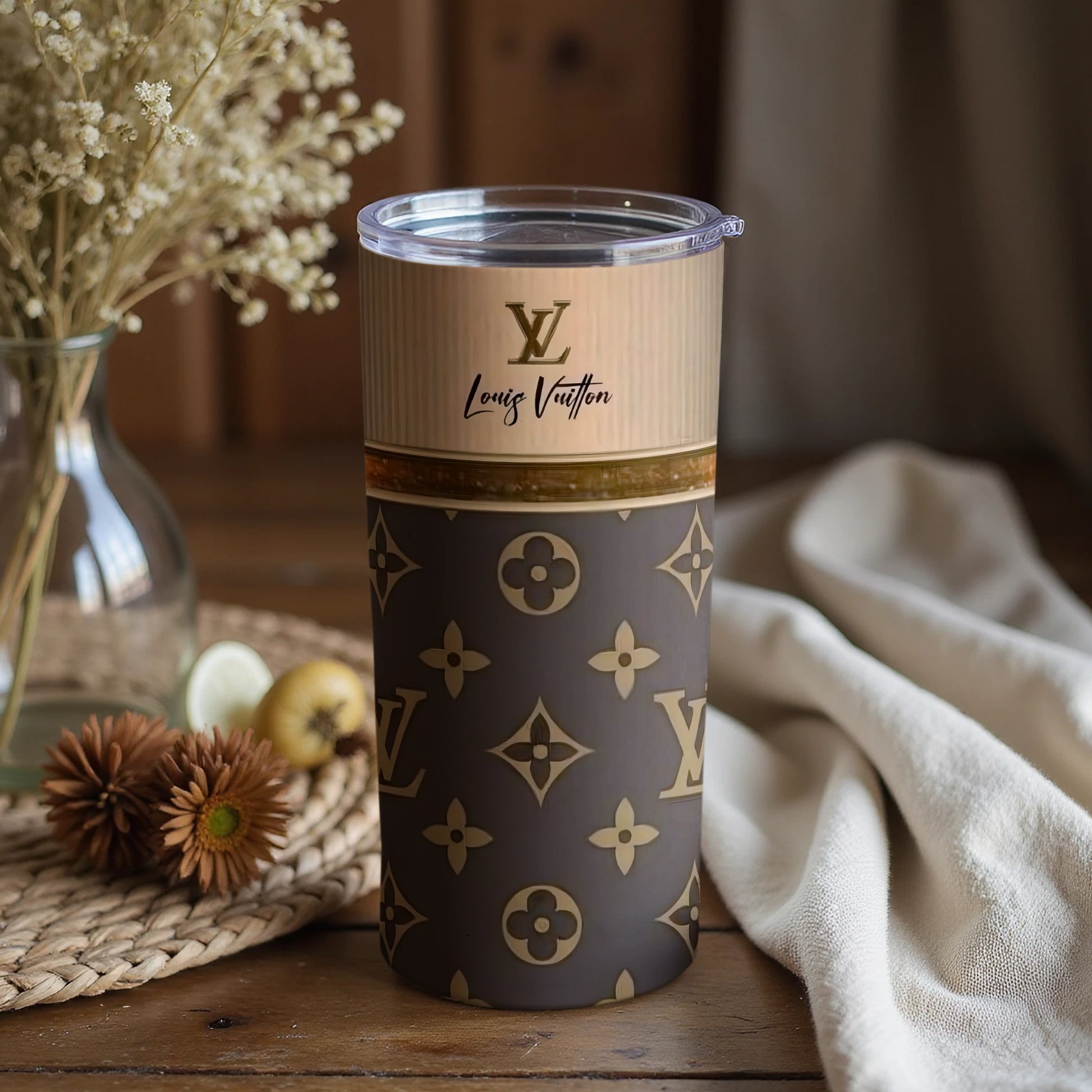 Stylish designer inspired insulated coffee tumbler