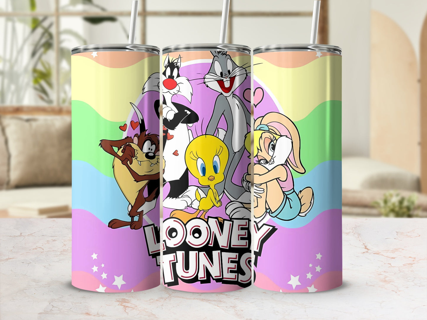 Vibrant Looney Tunes Characters Tumbler for Kids and Adults