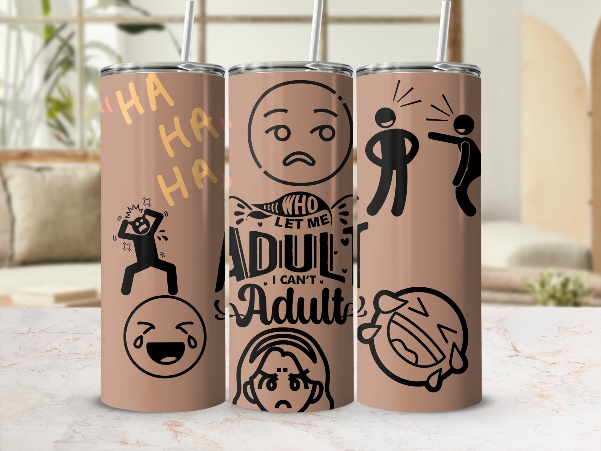 Funny Emotional Expression Designs Insulated Tumbler