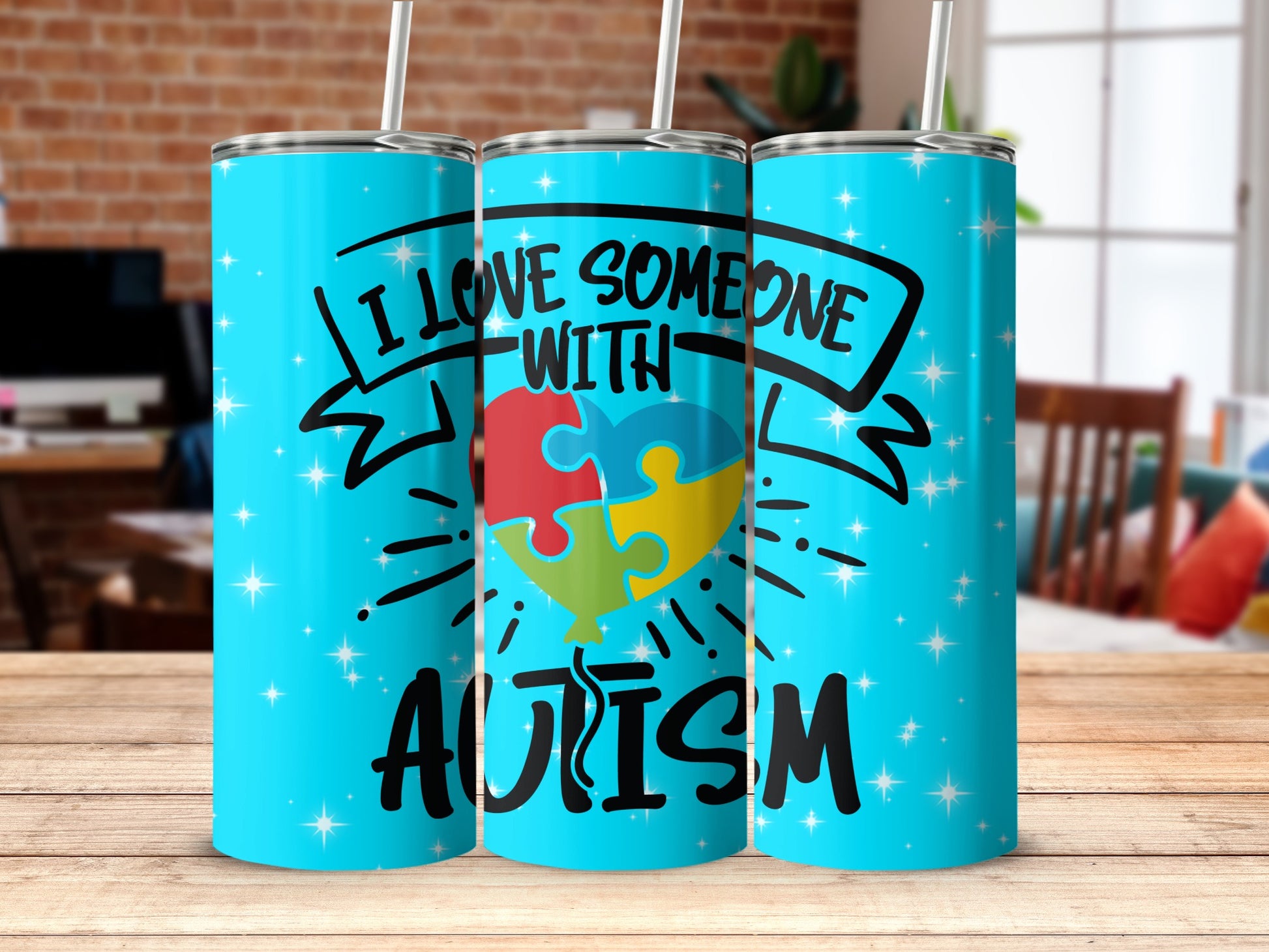 I Love Someone With Autism Colorful Puzzle Tumbler