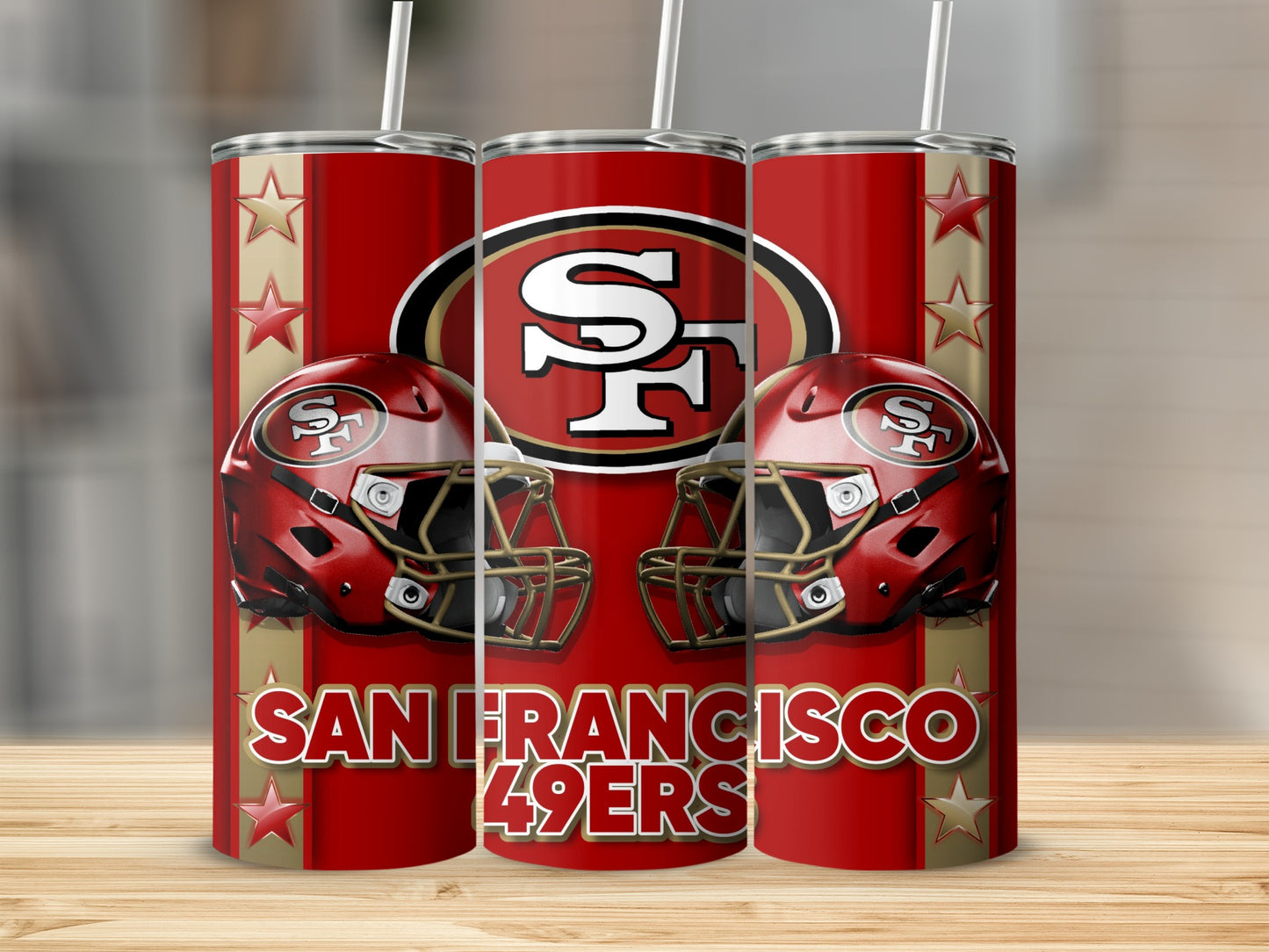 San Francisco 49ers Team Helmets Stars Logo Design Tumblers