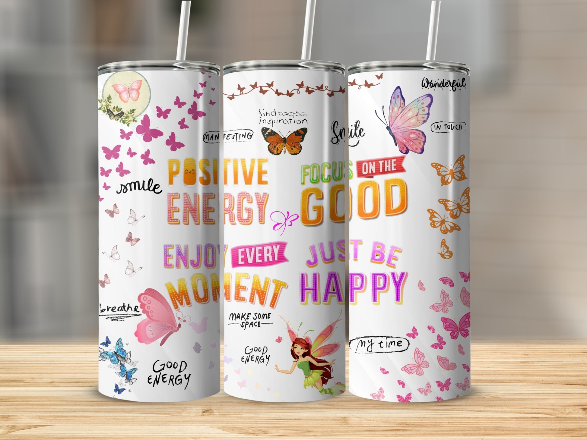 Positive Energy Focus Happy Motivational Tumbler