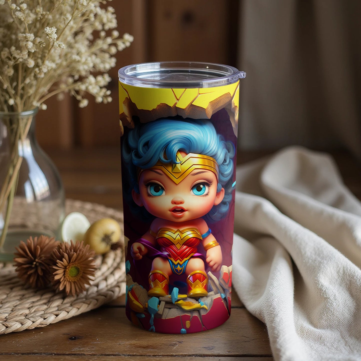 Cute Chibi Wonder Woman Superhero Art Tumbler