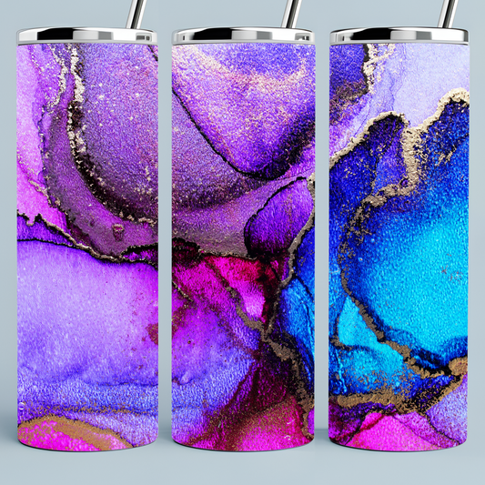 Purple, Blue, and Pink marble tumbler