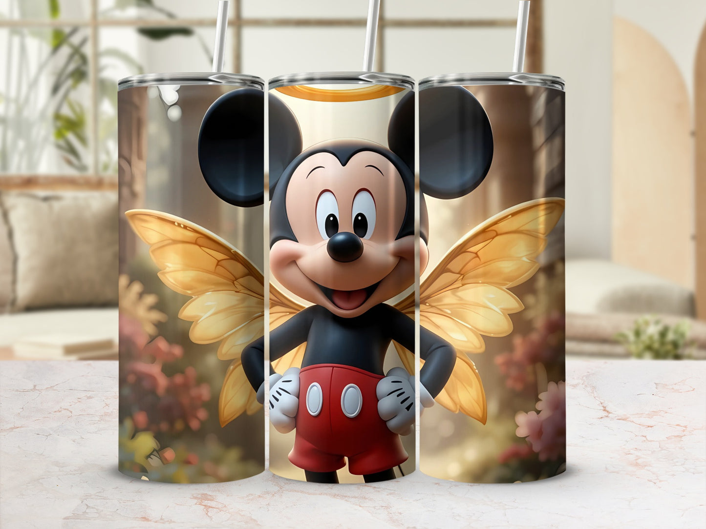 Mickey Mouse Fairy Wings Design Tumbler Cup