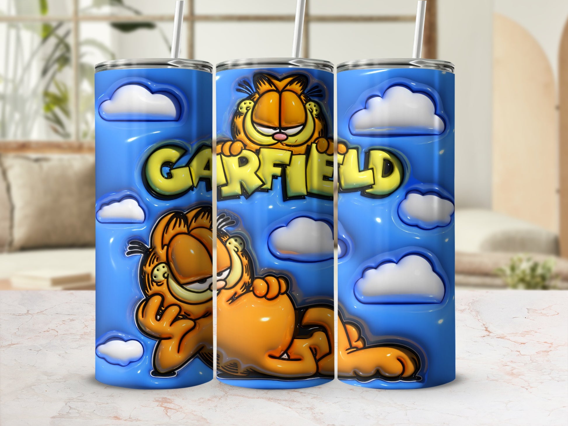 Garfield Blue Clouds Animated Cat Design Tumbler product type