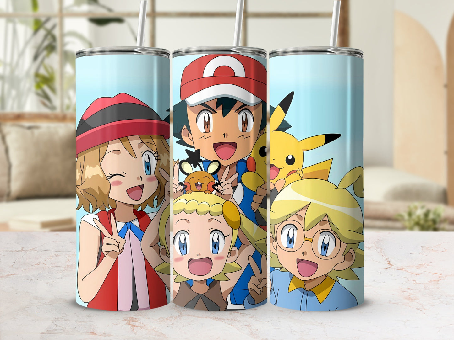 Vibrant Anime Character Design Travel Tumbler Flask