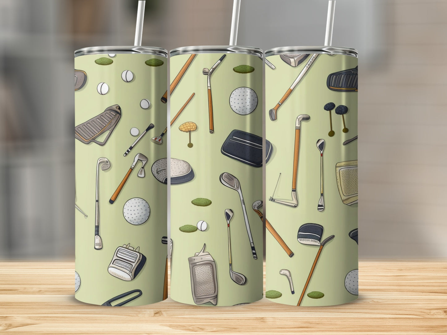 Golf Clubs Balls and Bags Patterned Tumbler Cup