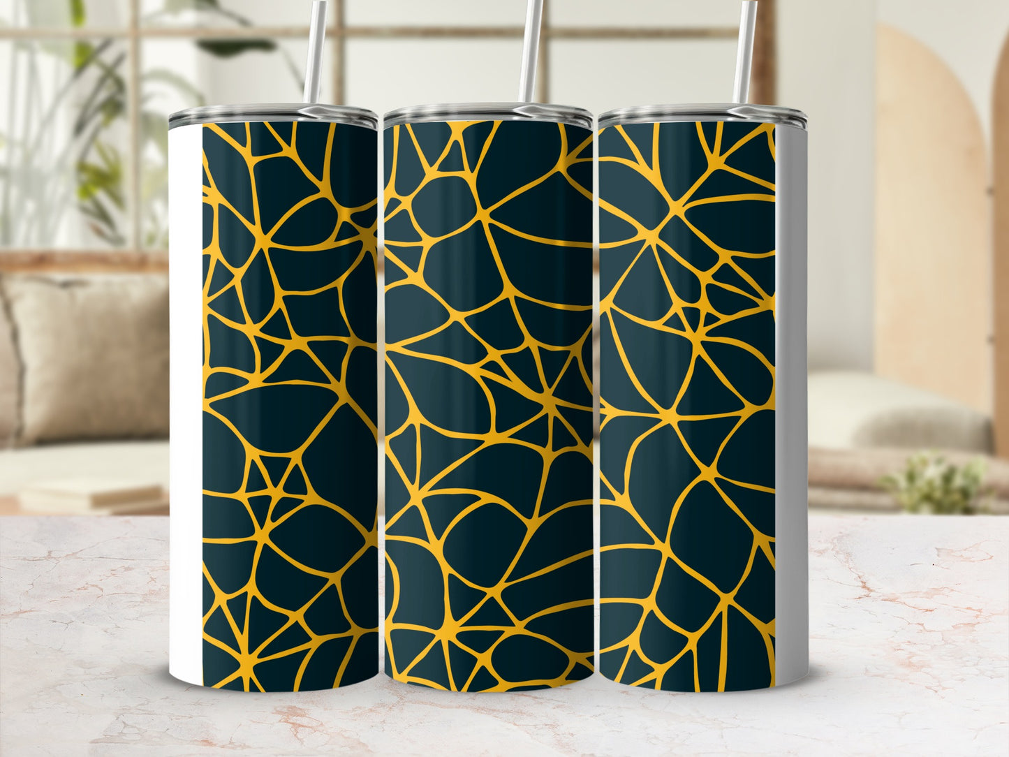 Abstract Gold Irregular Grid Tumbler product type