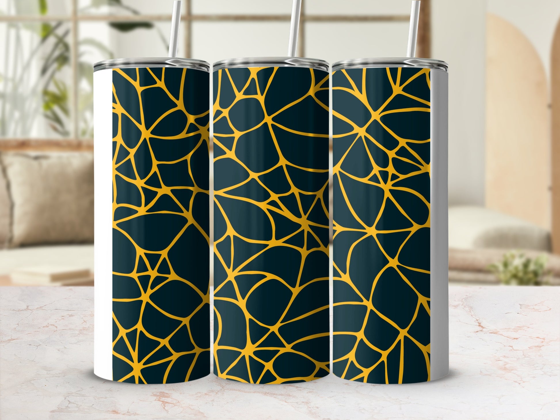 Abstract Gold Irregular Grid Tumbler product type