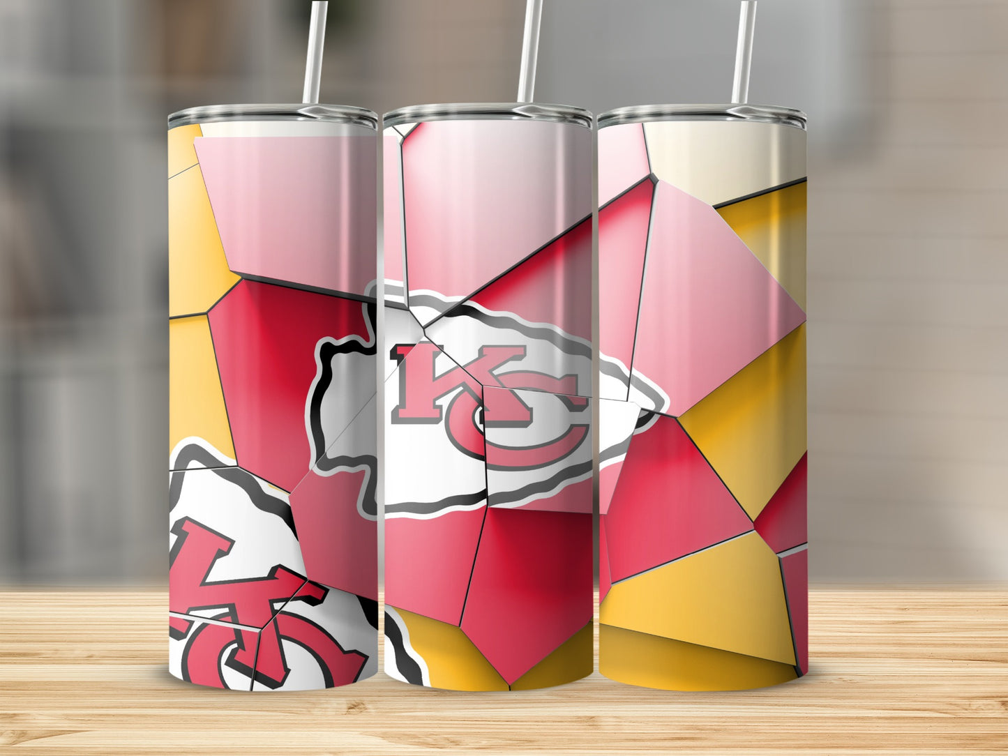 Kansas City Chiefs Shattered Logo Graphic Pattern Tumblers