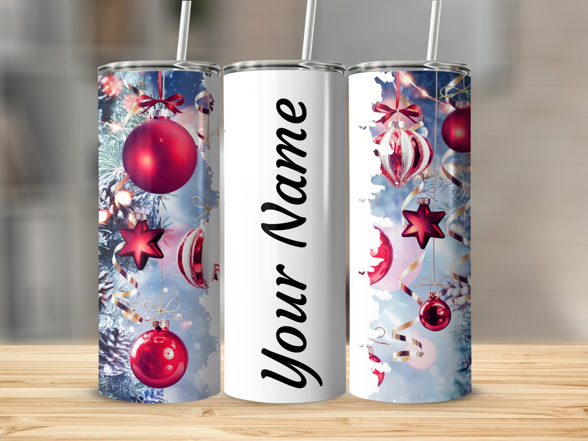 Festive Ornaments Christmas Personalized Tumbler